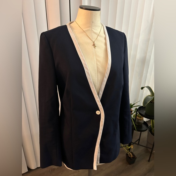💙CHAUS New York M One-Button Trim Jacket Navy 🤍 - Picture 11 of 11